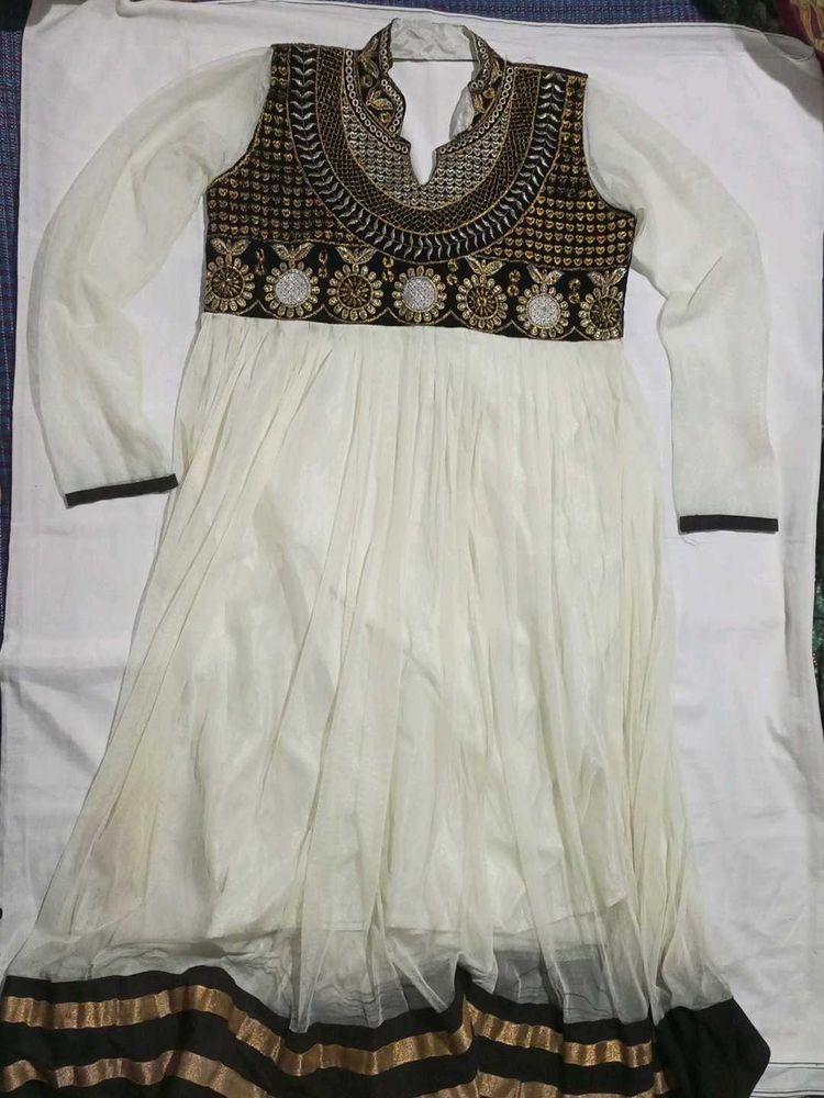 Ethnic Wear Net Gown With Embroidery Works