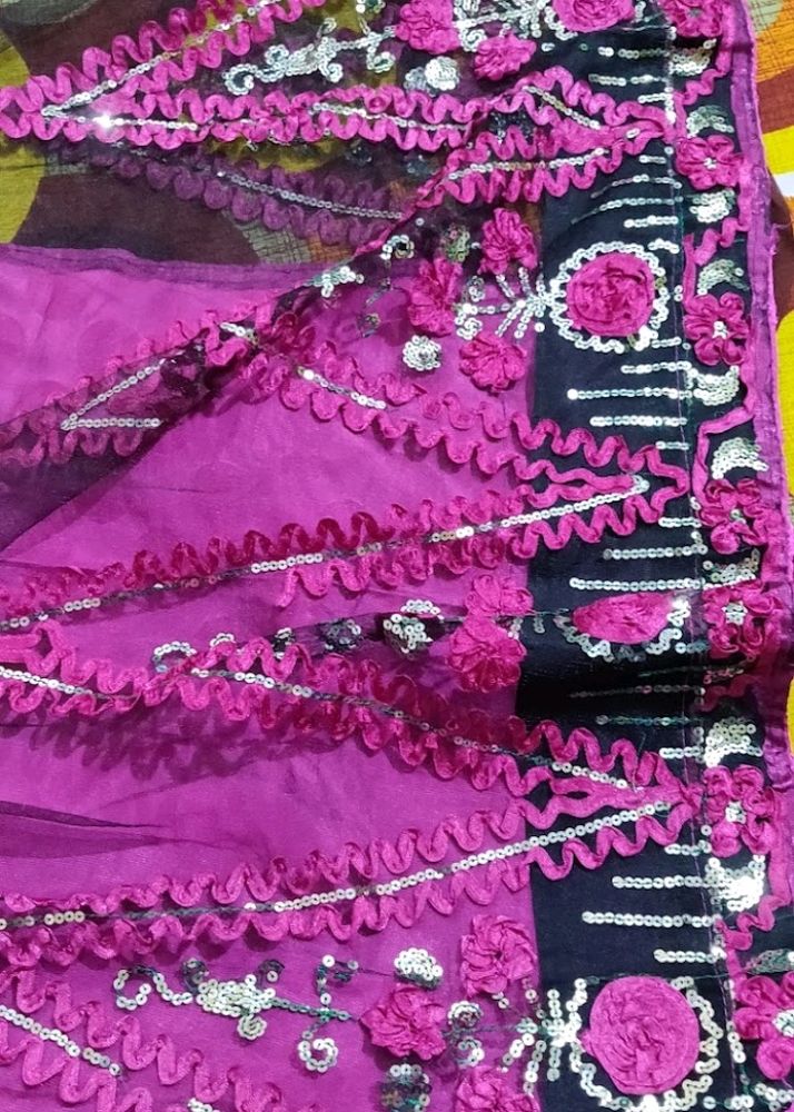 Magenta Net Saree