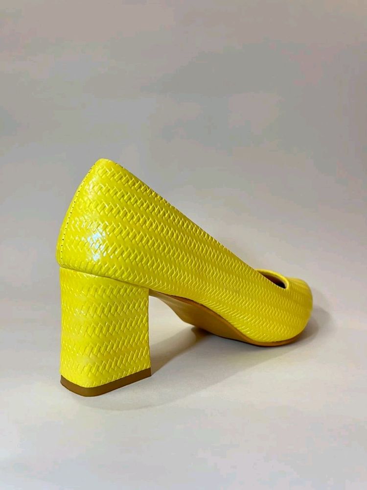 Lemon Colour Broad Heels