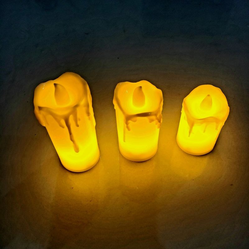 Fancy LED Pillar Candle Lights Set Of 3