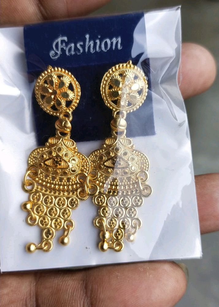 Golden Polish Jhumka Baali Earrings Pack Ok 3