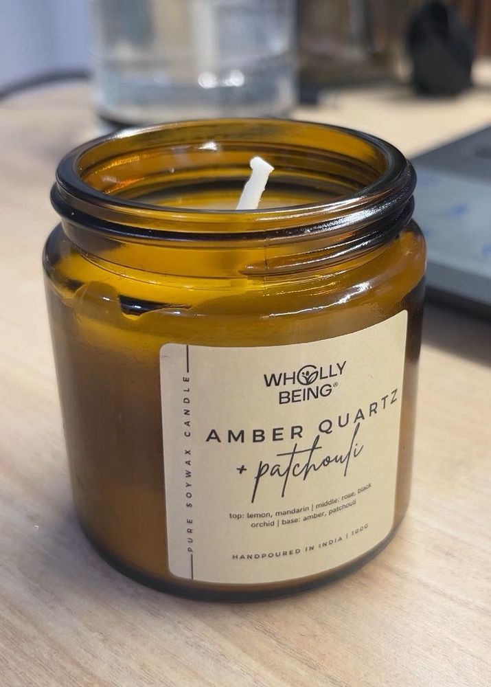 WHOLLY BEING Amber Quartz + Patchouli Candle