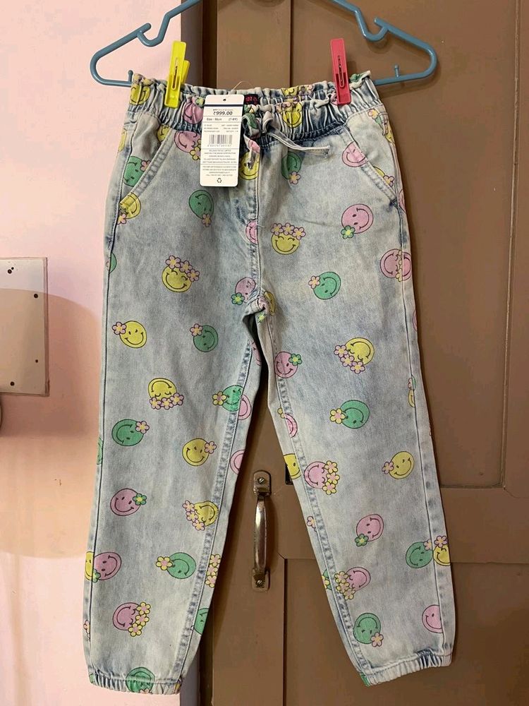 Girls Denim Jeans With Elasticated Waist, 7-8 Yr