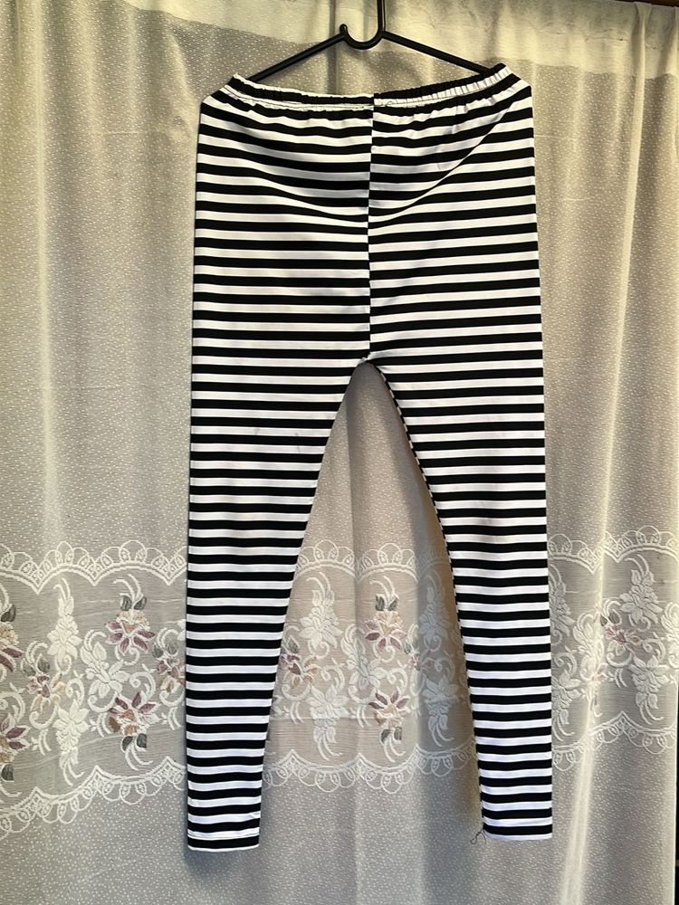 Striped Black And White Leggings