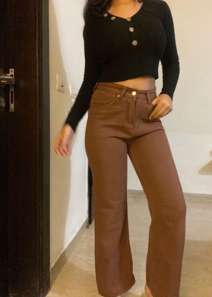 Urbanic Brown Wide Leg Jeans