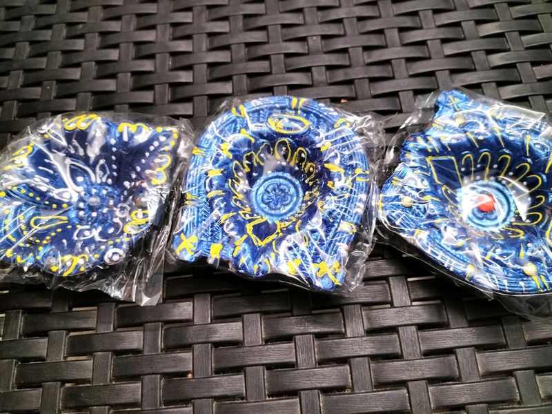 Blue Painted Diyas - Set Of 3