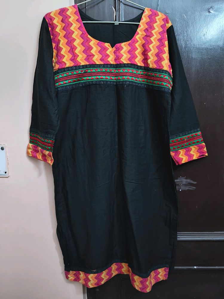 Black Cotton Kurta