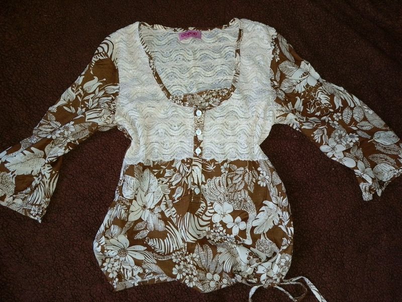 Floral Coffee Brown Style Top