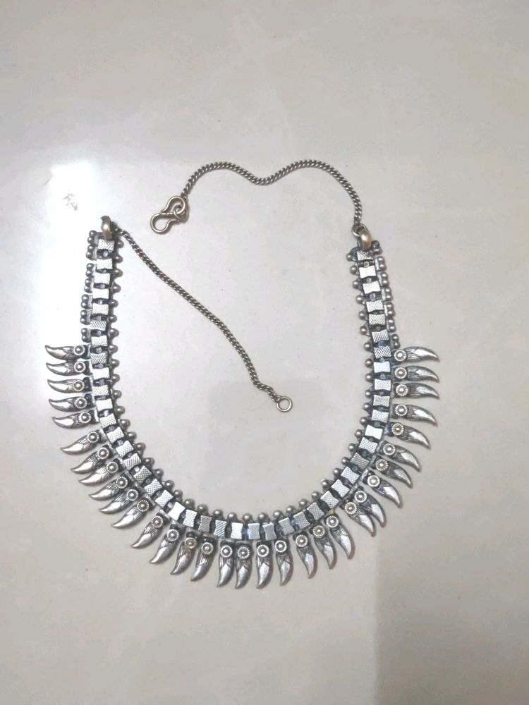 Oxidised Neckpiece With Earrings.