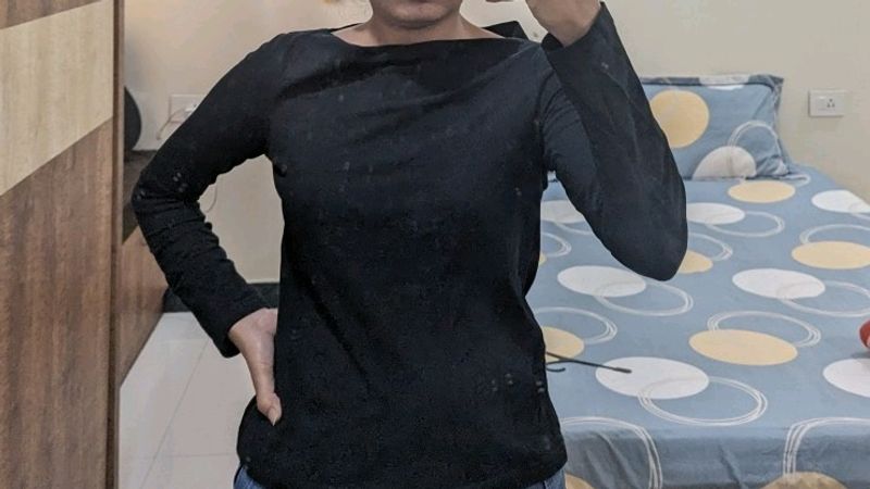 Mango Off Shoulder Black Top