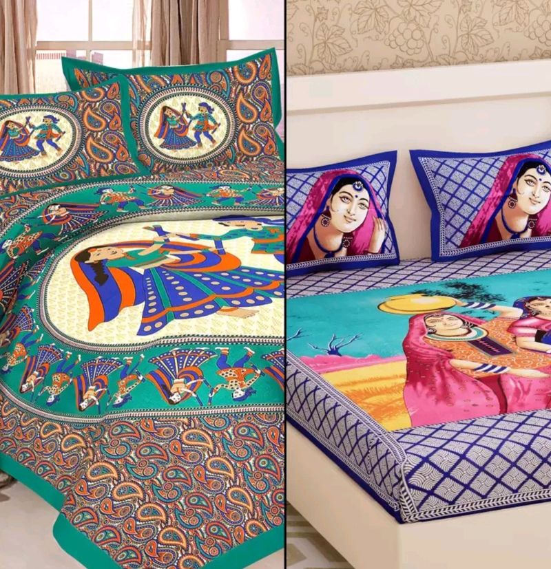 Jaipuri Printed Bedsheet Pack Of 2 Double Bed