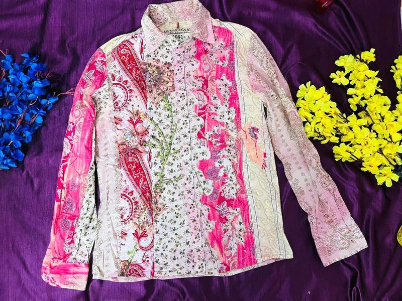 Guess pink multi colour vintage shirt