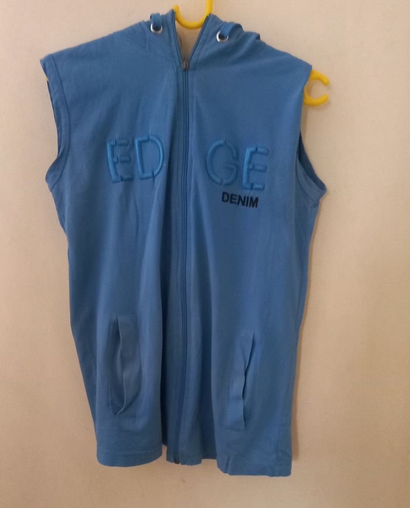 Sleeveless Blue Hoodie