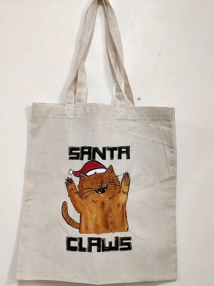 Cute Hand Painted Cat Tote Bag