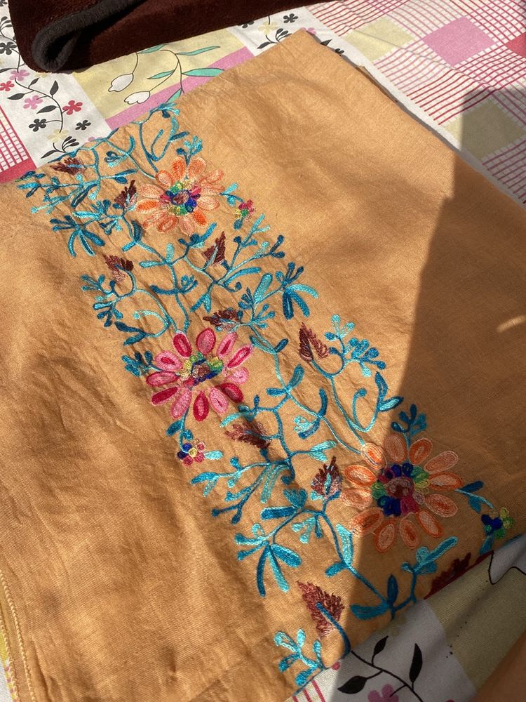 Cotton Linen Embroidered Stole Cum Dupatta