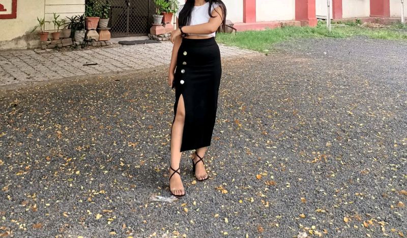 Black Slit Skirt