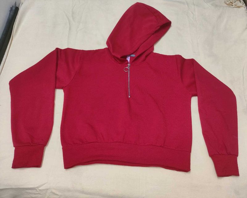 Crop Red Hoodie For Women