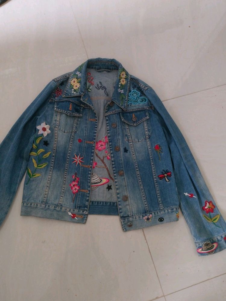 Gucci Embroidered Patches Cotton Denim Jacket