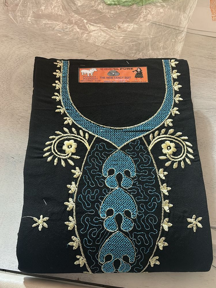 Unstitched Woolen Embroidered Suit Material