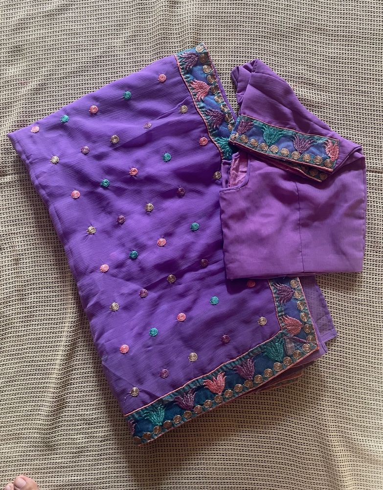 Lavender Saree With Blouse