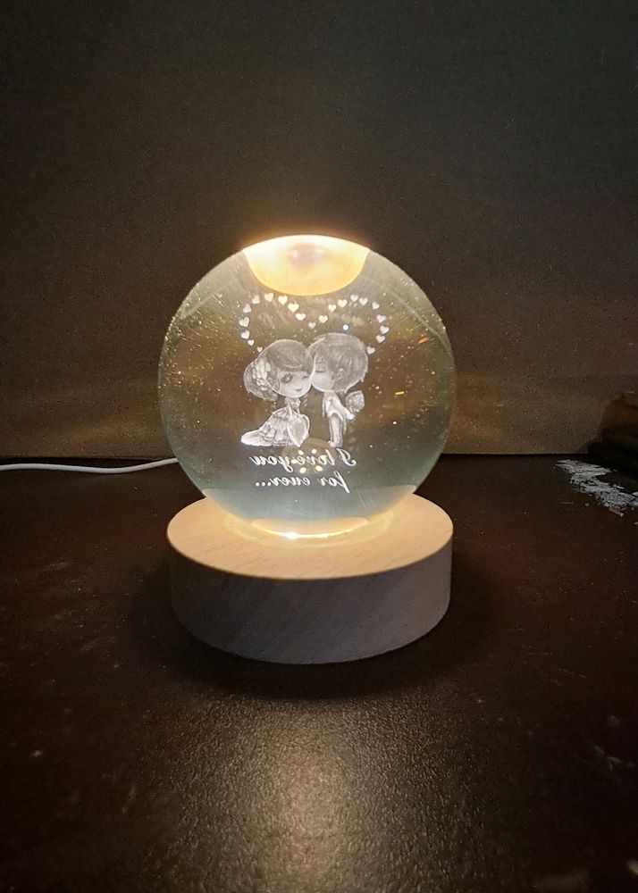 3D Crystal Ball Lamp For Couple USB Light