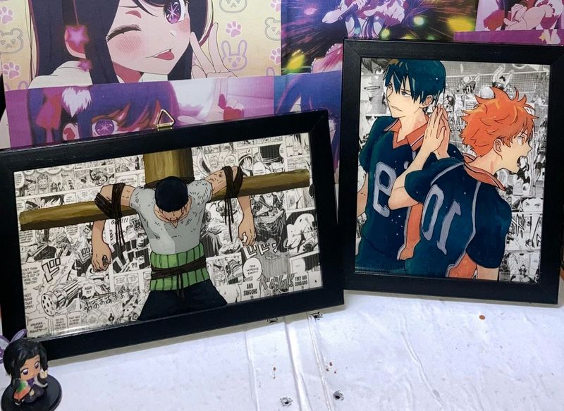 Haikyuu And Zoro Glass Painting