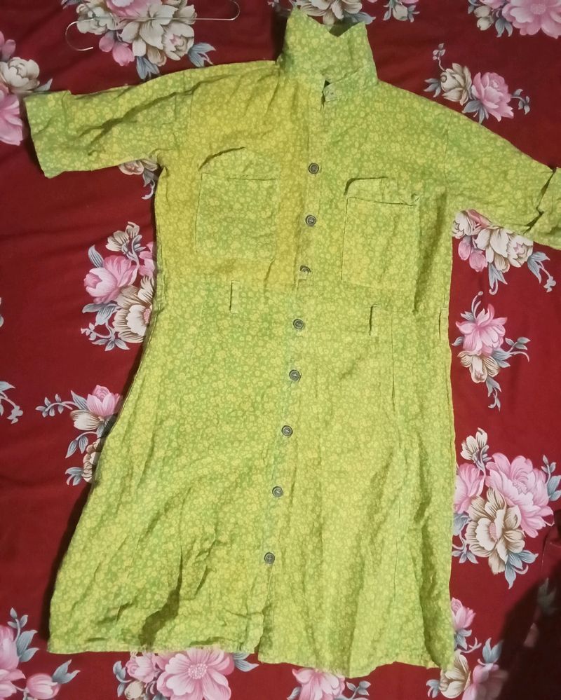 Green Shirt Type Frock