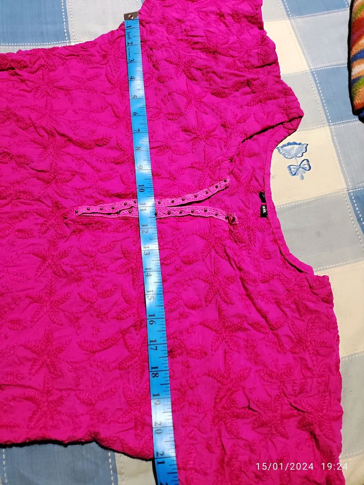 XXL Pink Emrodary kurta