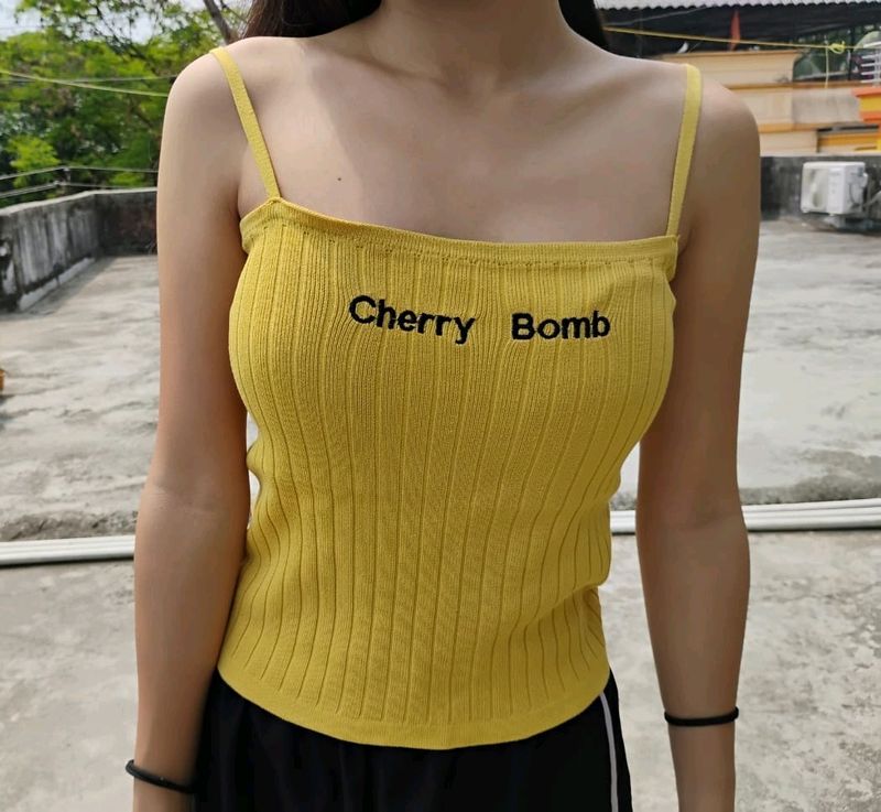 Cherry Bomb🌸🍒. Yellow Tank Top