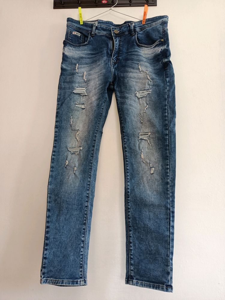 STRAIGHT FIT PATCH JEANS FOR MEN