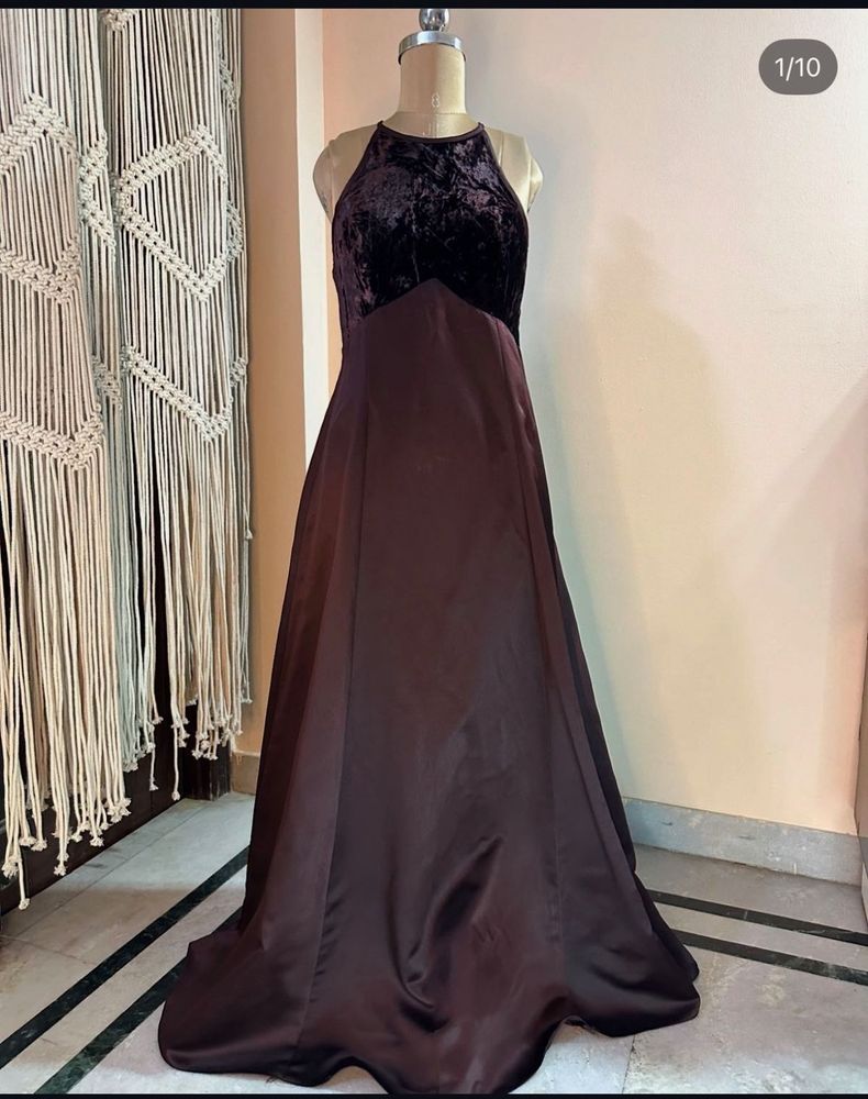 Brown Satin Velvet Gown