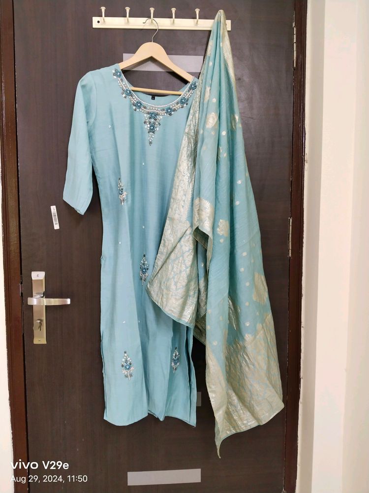 New Unused Cutdana Work Banarsi Dupatta Suit