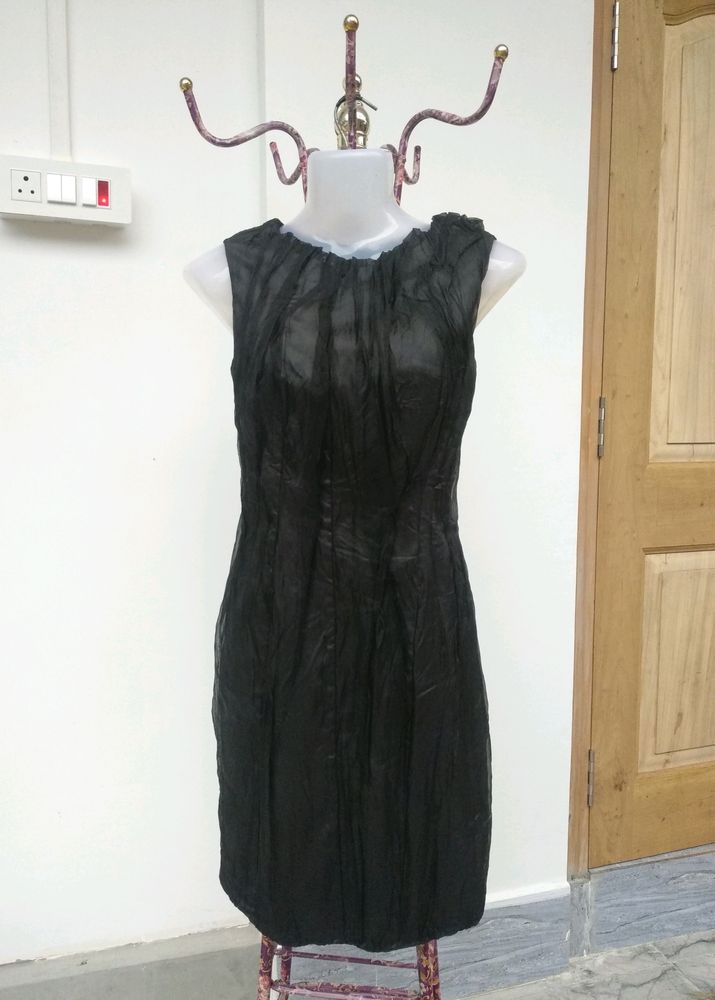 Black Crinkle Cocktail Dress