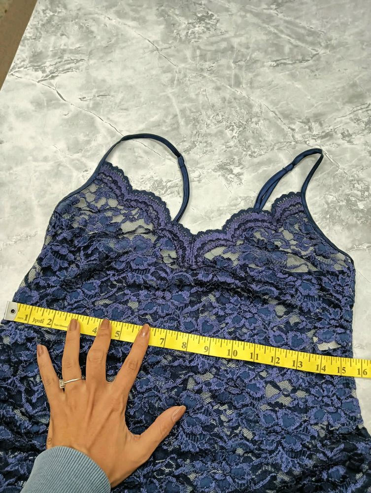 Sexy Navy Blue Net Sheer Top