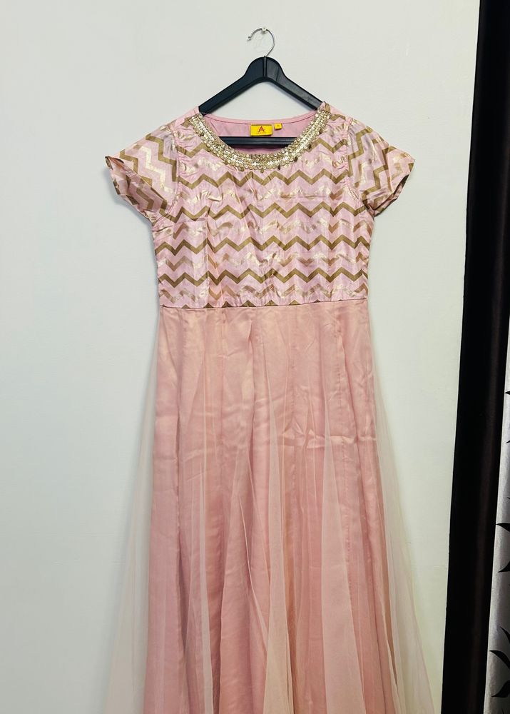 PRICE DROP Fancy Pink Netted ethnic gown