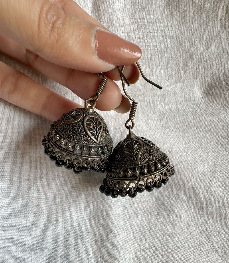 Silver Oxidised Jhumka