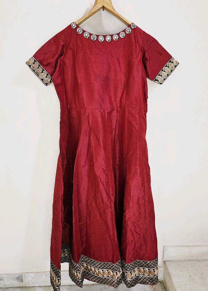 Maroon Ethnic Anarkali With Lace