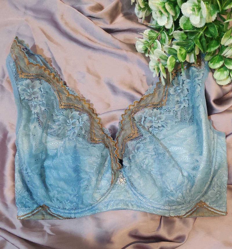 sky blue fancy bra