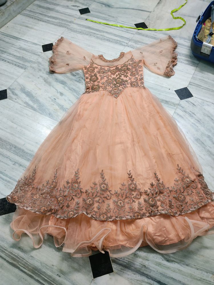 Feary Peach Colour Heavy Gown