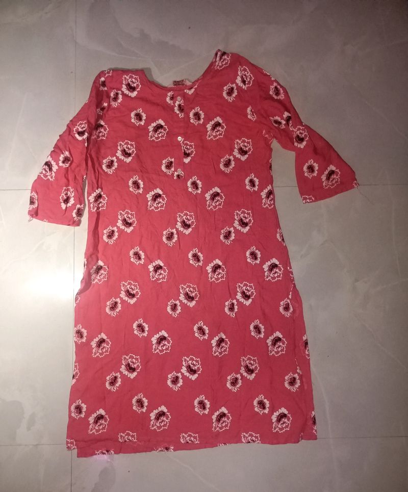 Peach Printed Kurti