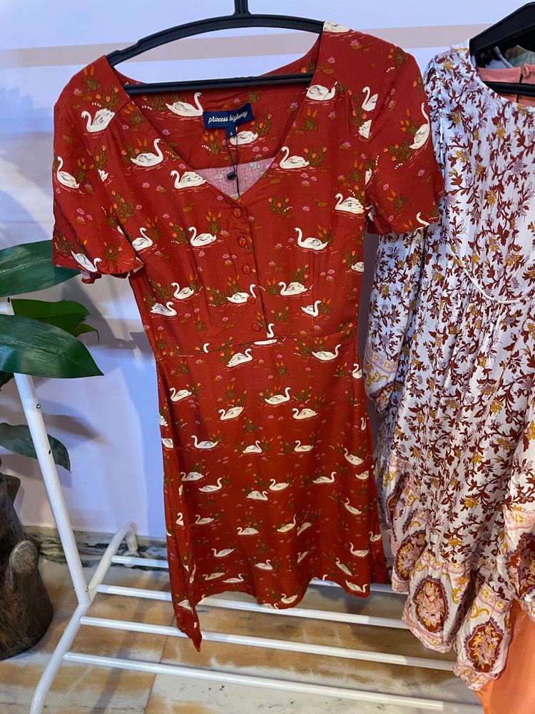 Swan Print Branded Dress