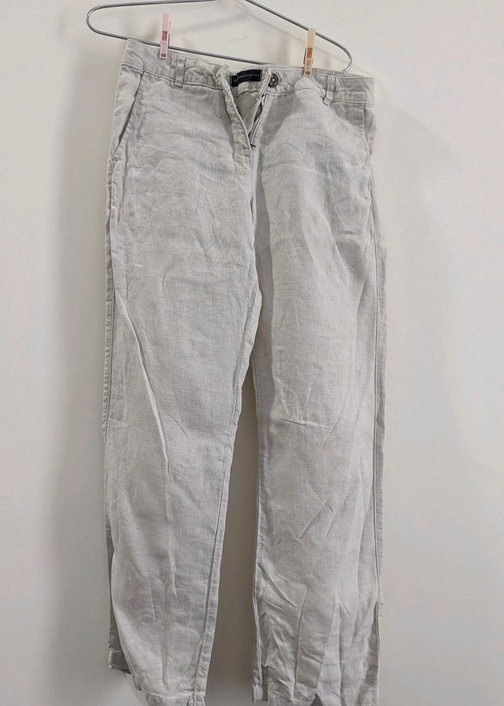 Branded linen Cream Pants For Women