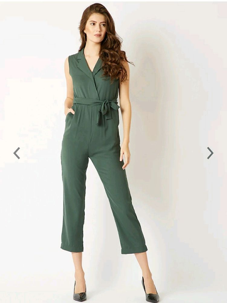 Green Solid Basic Jumpsuit