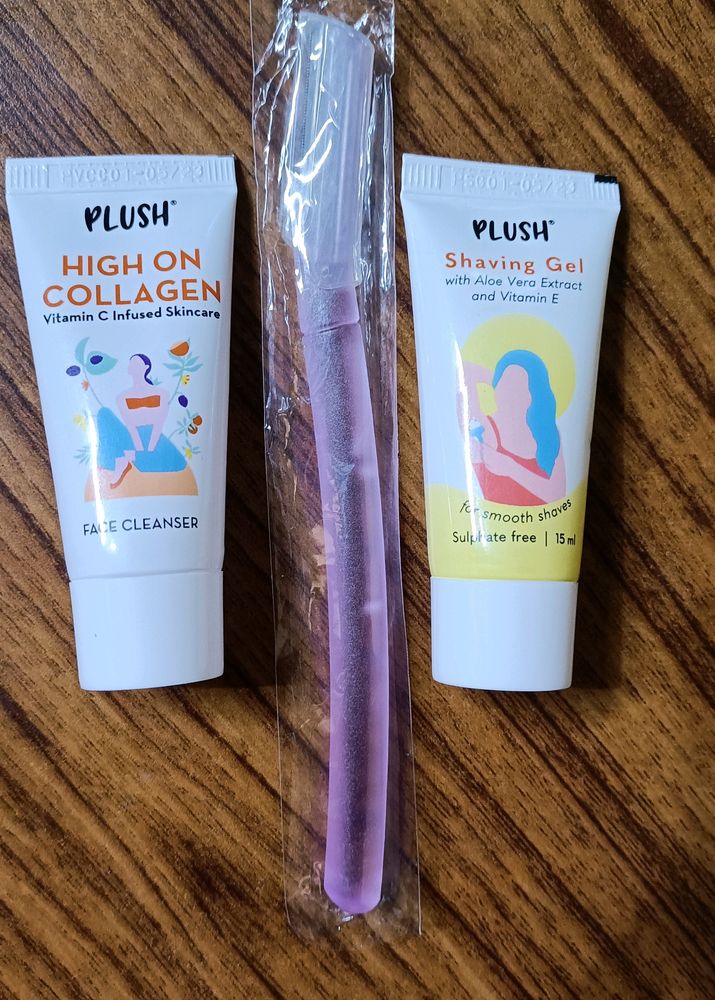 Plush Reusable Face Razor,Shaving Cream & Cleanser