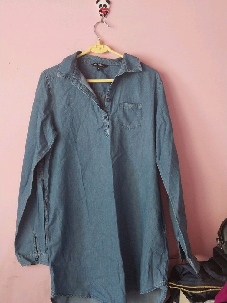 Denim karta with collar