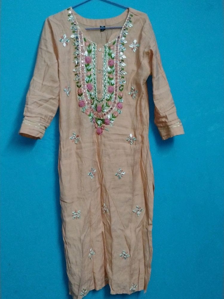 Mirror Embroidery Work Kurta Set With Dubatta