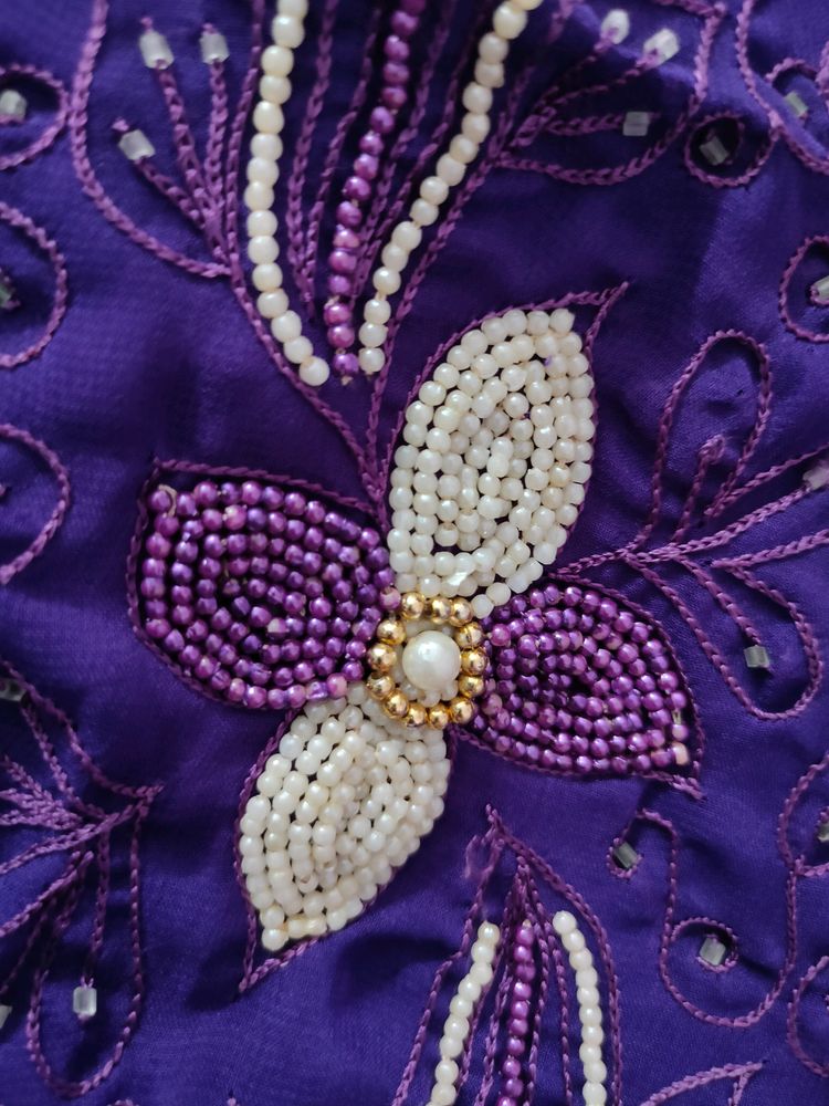 Embroidered Pearl Saree