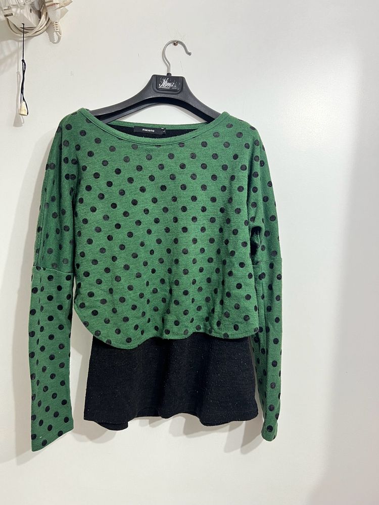 Warm Green Dotted Top