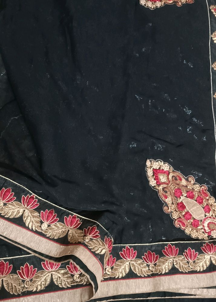 Black Embroided New Saree