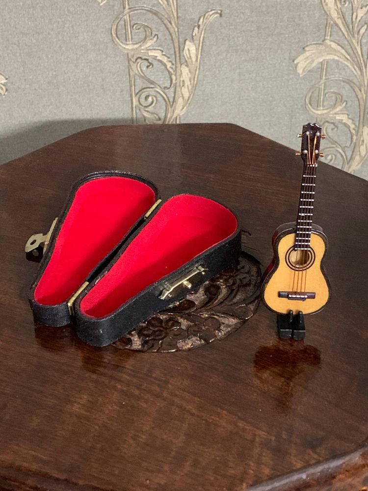 Price Drop!!Miniature Guitar With Stand And Case